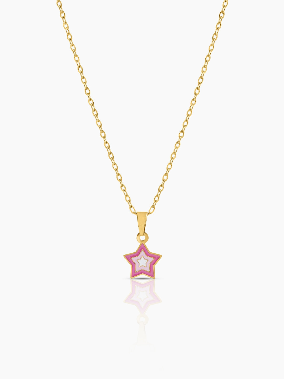 Ombre Pink Star 18K Gold Plated Kid's Pendant Necklace Gold
