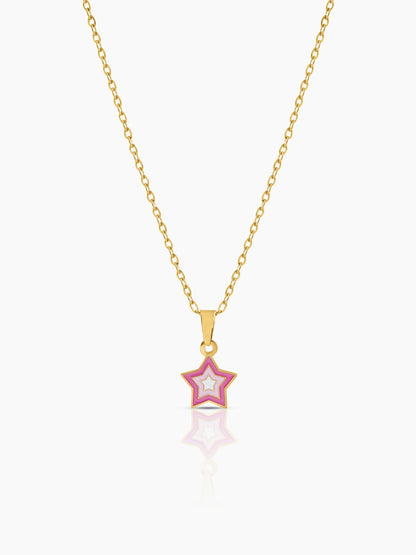 Ombre Pink Star 18K Gold Plated Kid's Pendant Necklace Gold