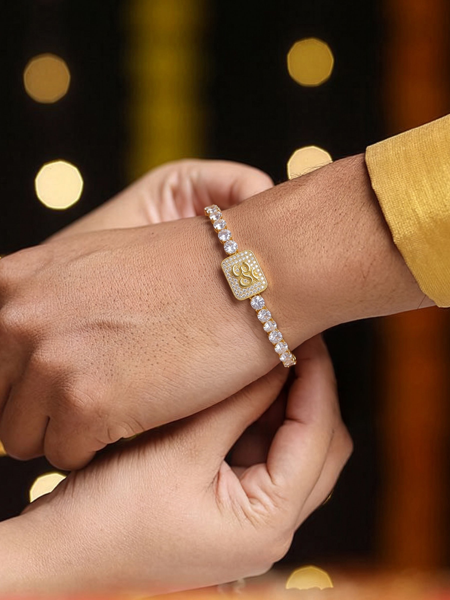Omkar Diamond 18K Gold Plated Rakhi