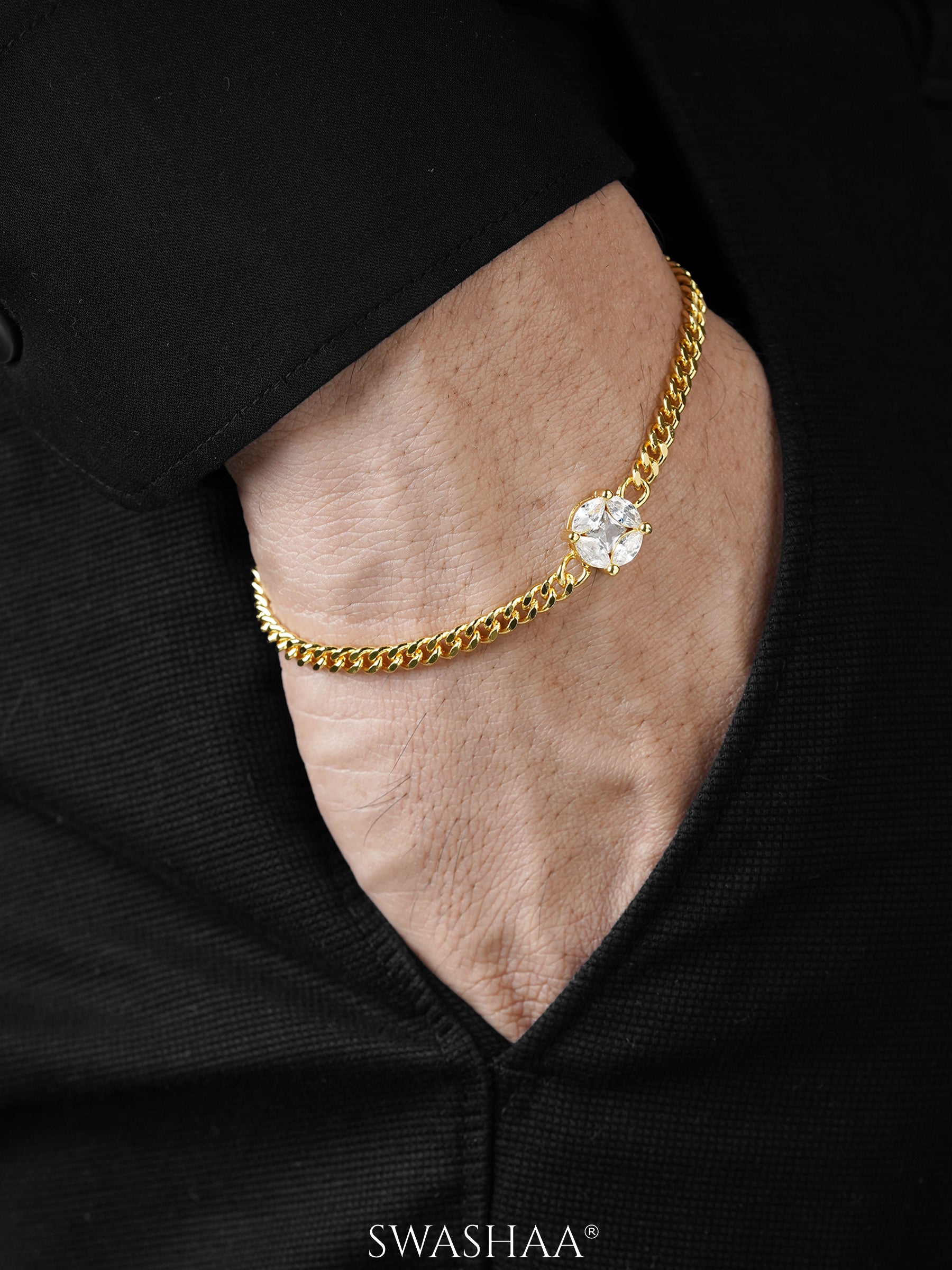 Onana Solitaire 18K Gold Plated Men's Bracelet