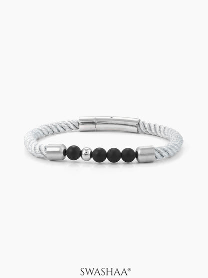 Onyx Twist Men's Rope Bracelet Silver