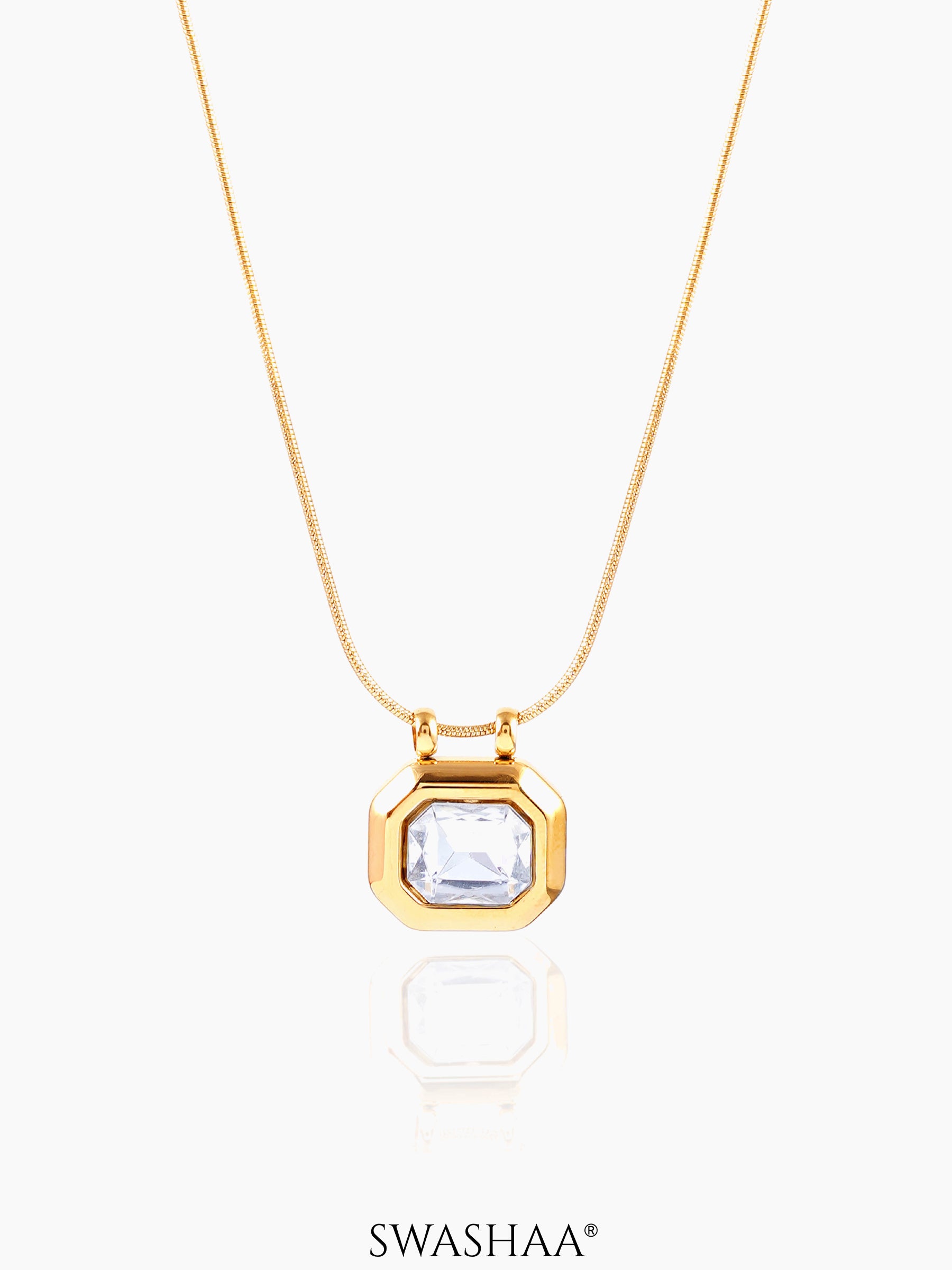 Opulent Solitaire 18K Gold Plated Necklace Gold