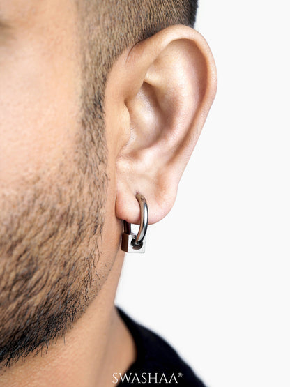 Orin Cube Charm Men's Hoop Earrings