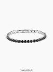 Orion Diamond Women's Bracelet Black Silver 4MM