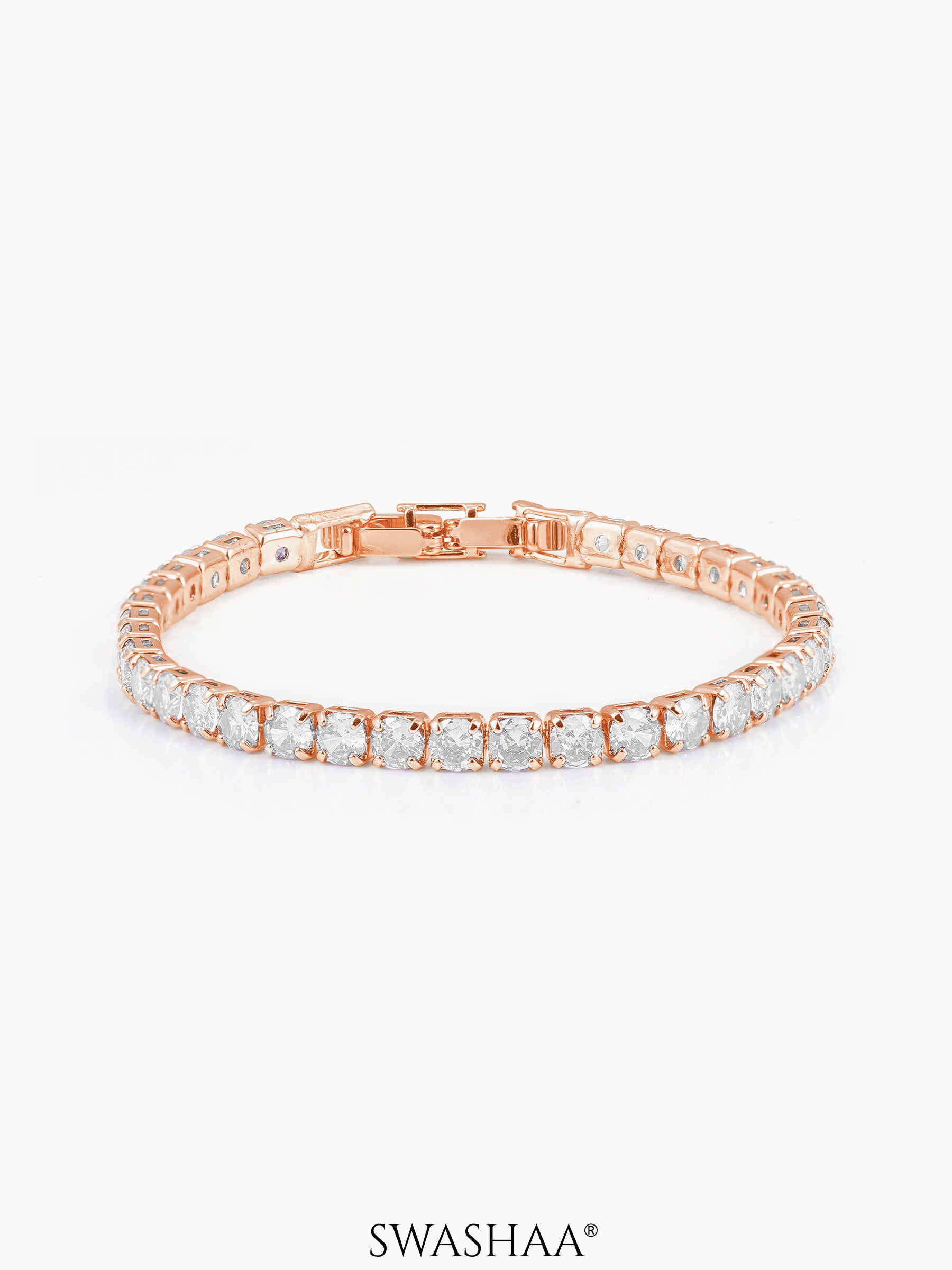 Orion Diamond Women's Bracelet White Rosegold Plated 4MM 6"
