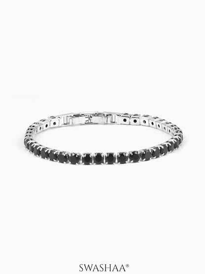 Orion Diamond Men's Bracelet Black - Silver 4MM