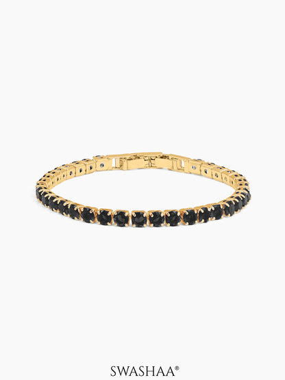 Orion Diamond Men's Bracelet Black- 18K Gold Plated 4MM 7"