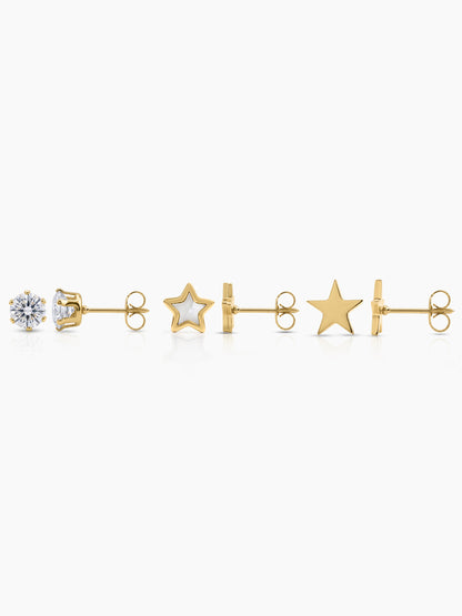Orlena Star 18K Gold Plated Women's Earrings Set