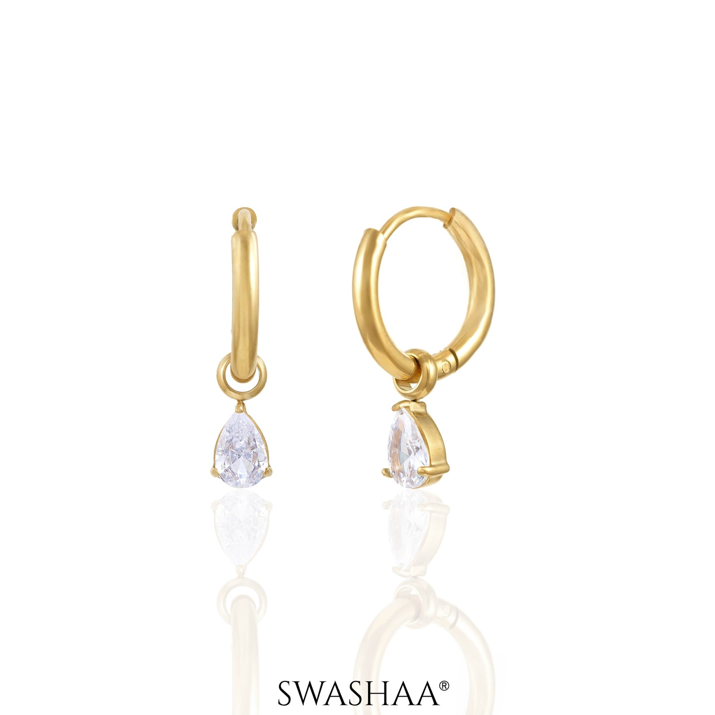 Dew Drop Diamond Loop 18K Gold Plated Kid's earrings Gold