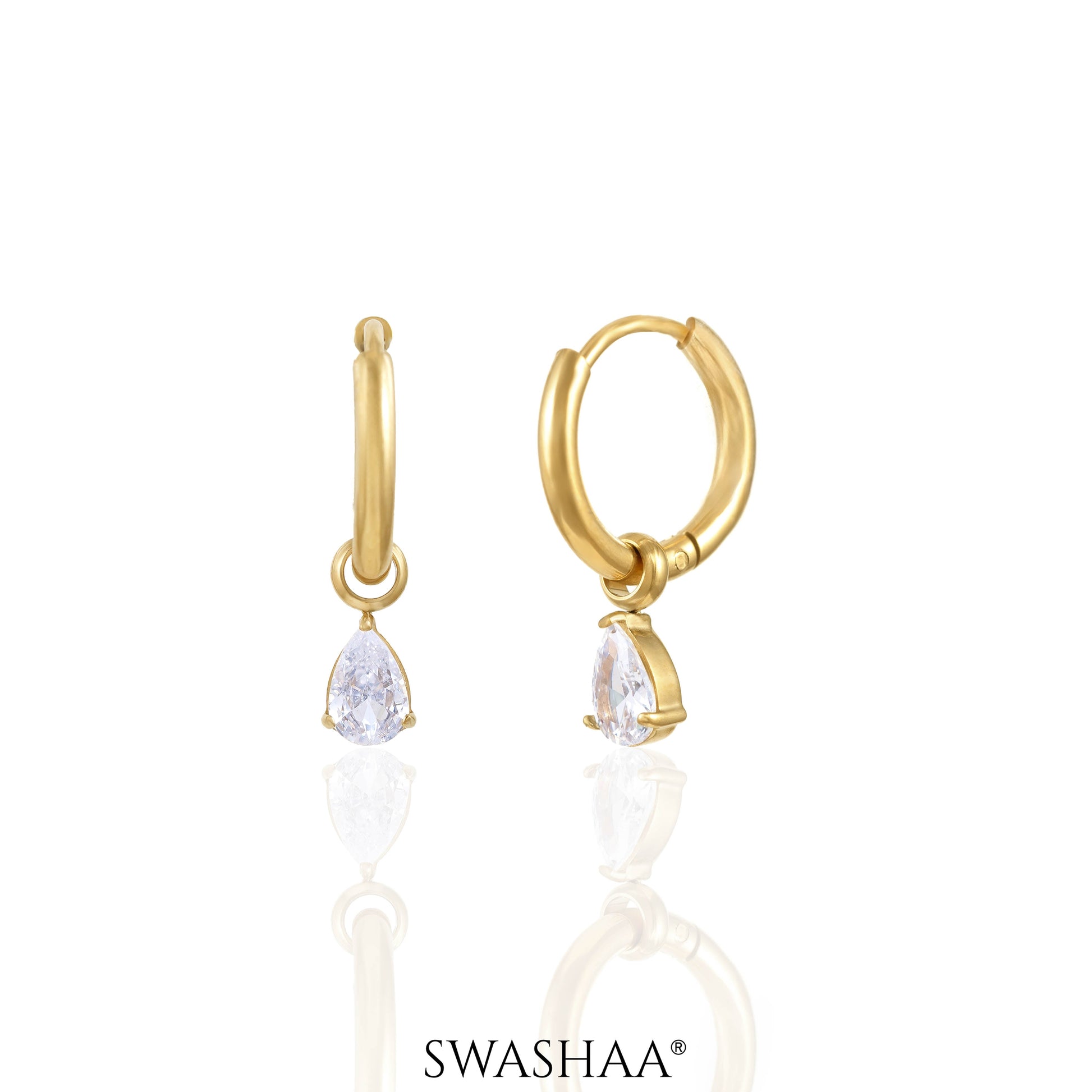 Dew Drop Diamond Loop 18K Gold Plated Kid's earrings Gold