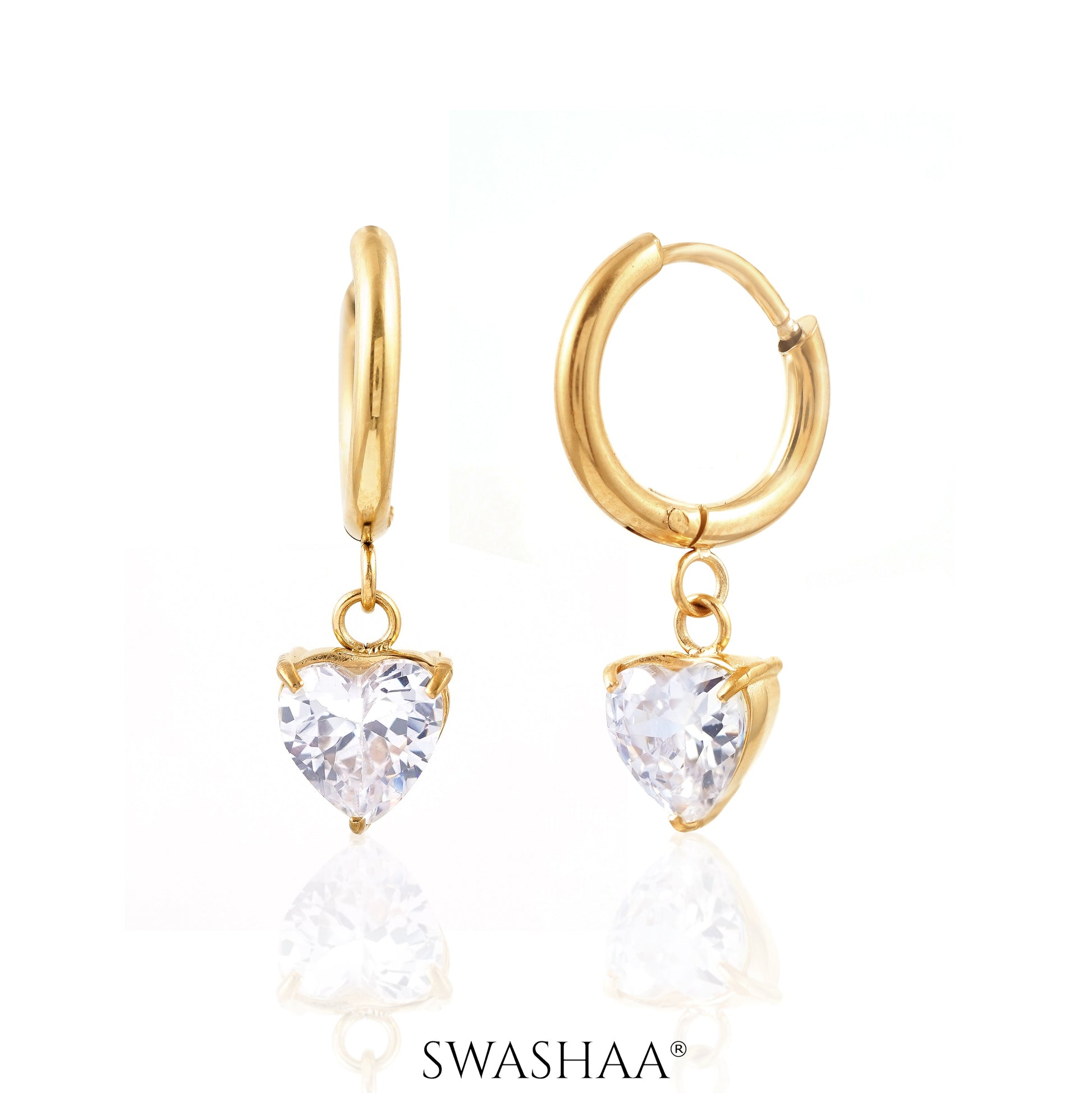 Vera Solitaire 18K Gold Plated Hoop Earrings