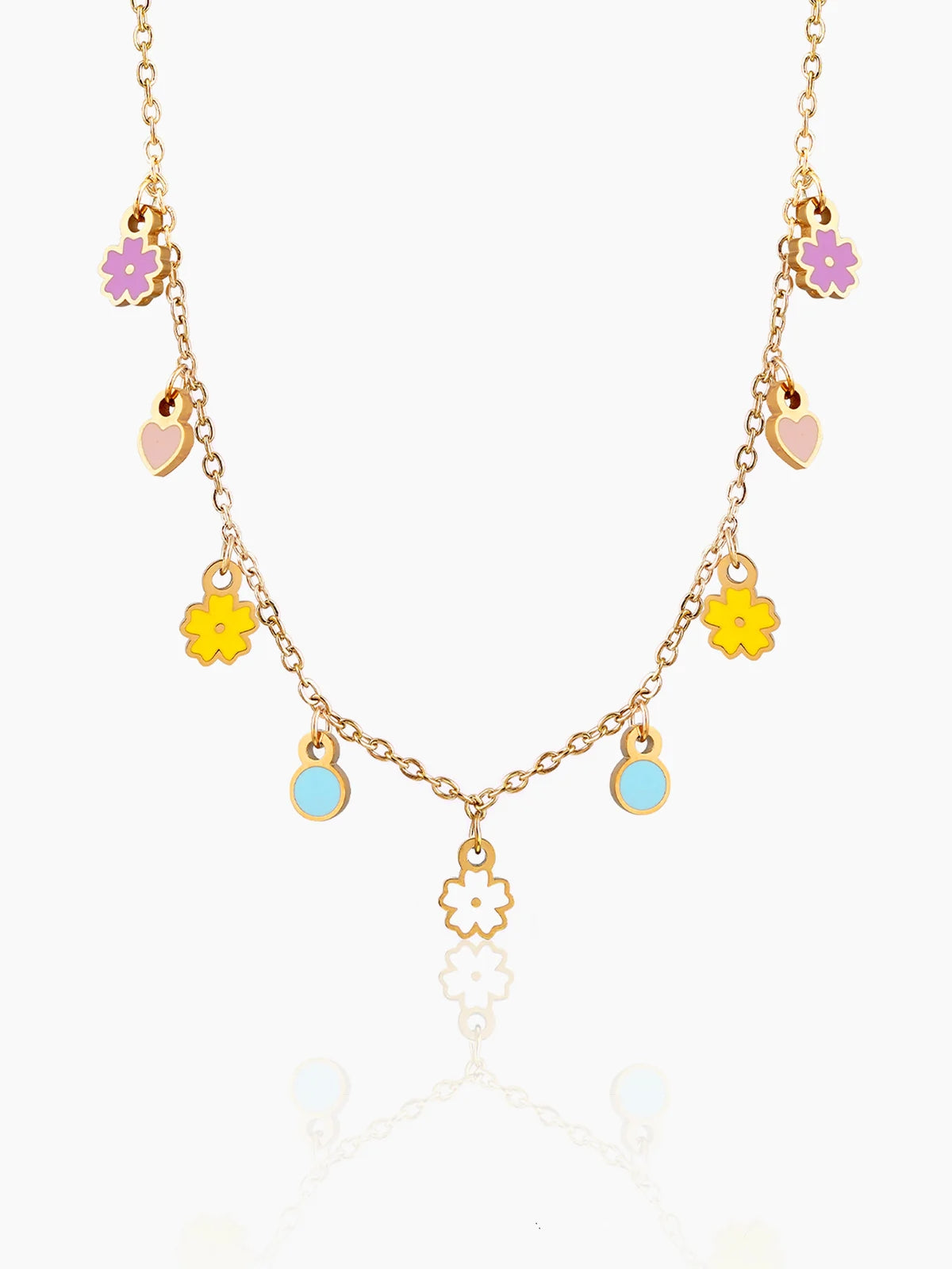 PastelPop Heart & Flower 18K Gold Plated Kid's Necklace Gold
