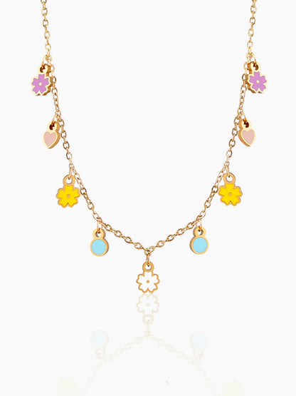 PastelPop Heart & Flower 18K Gold Plated Kid's Necklace Gold