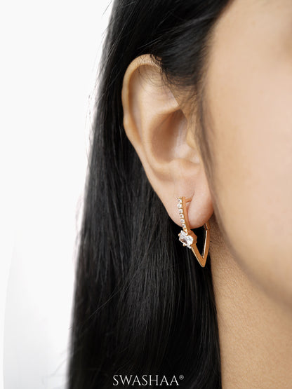 Patricia Solitaire Rosegold Plated Hoop Earrings