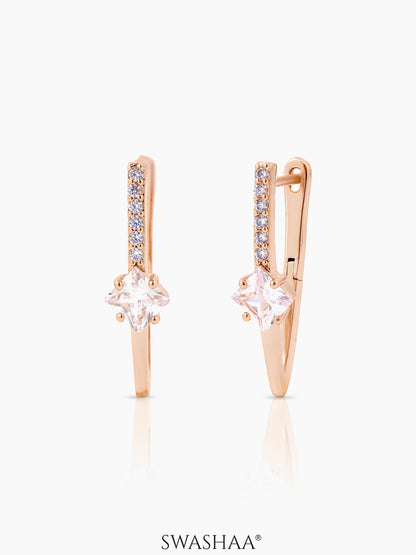 Patricia Solitaire Rosegold Plated Hoop Earrings Rosegold