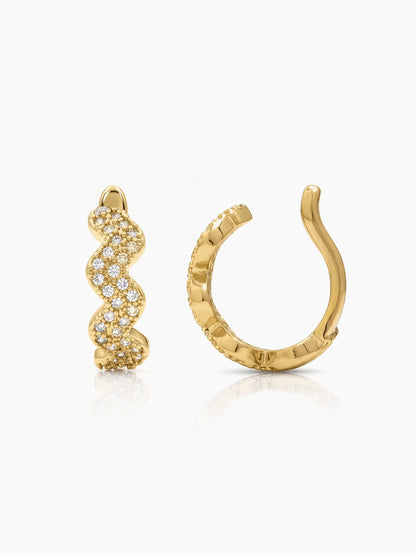 Pavia Diamond Wave 18K Gold Plated Ear Cuffs Gold
