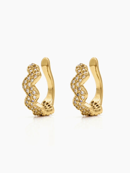 Pavia Diamond Wave 18K Gold Plated Ear Cuffs