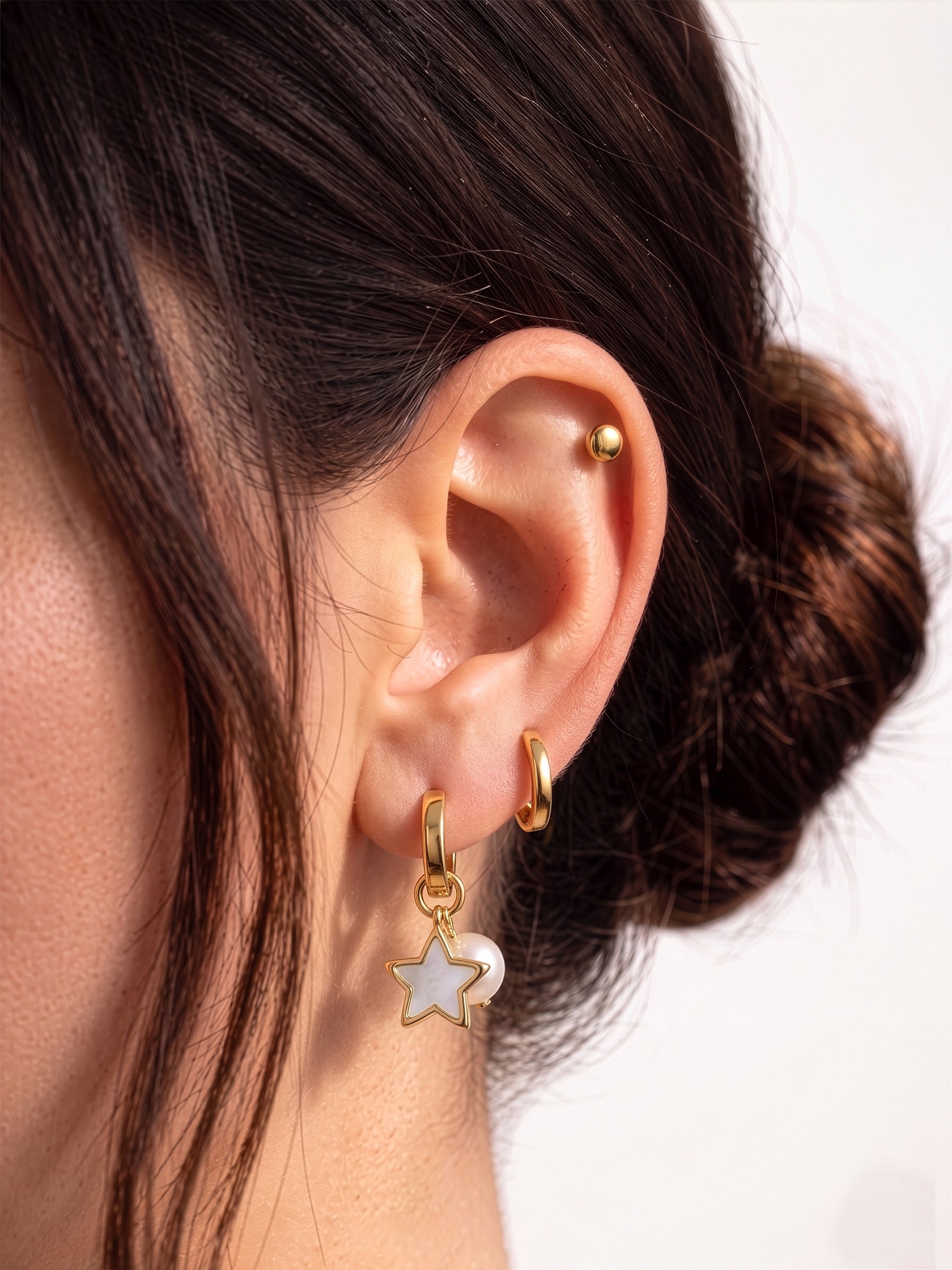 Pearl & Star Earrings Set
