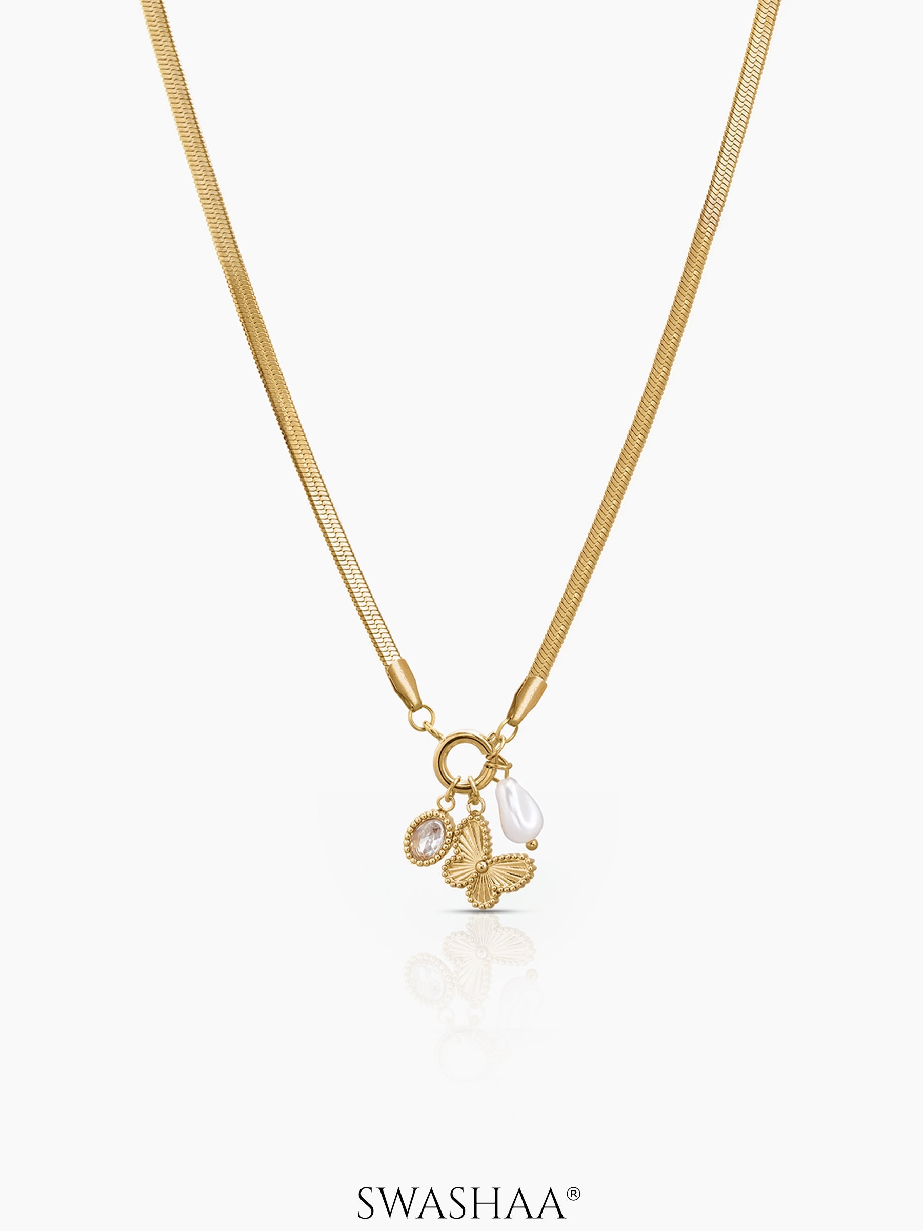 Pearlina Charms Necklace 18K Gold Plated