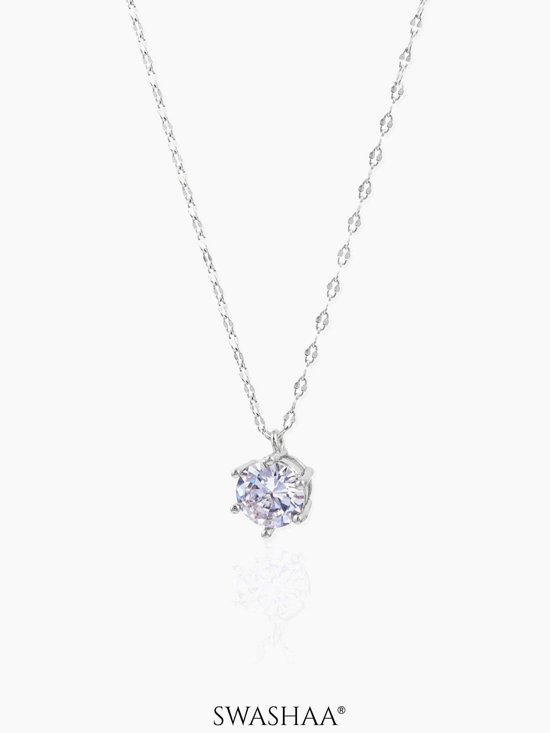 Perennial Solitaire Necklace Silver