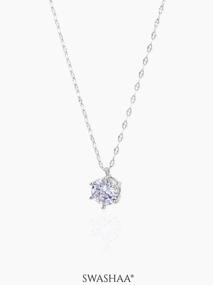 Perennial Solitaire Necklace Silver