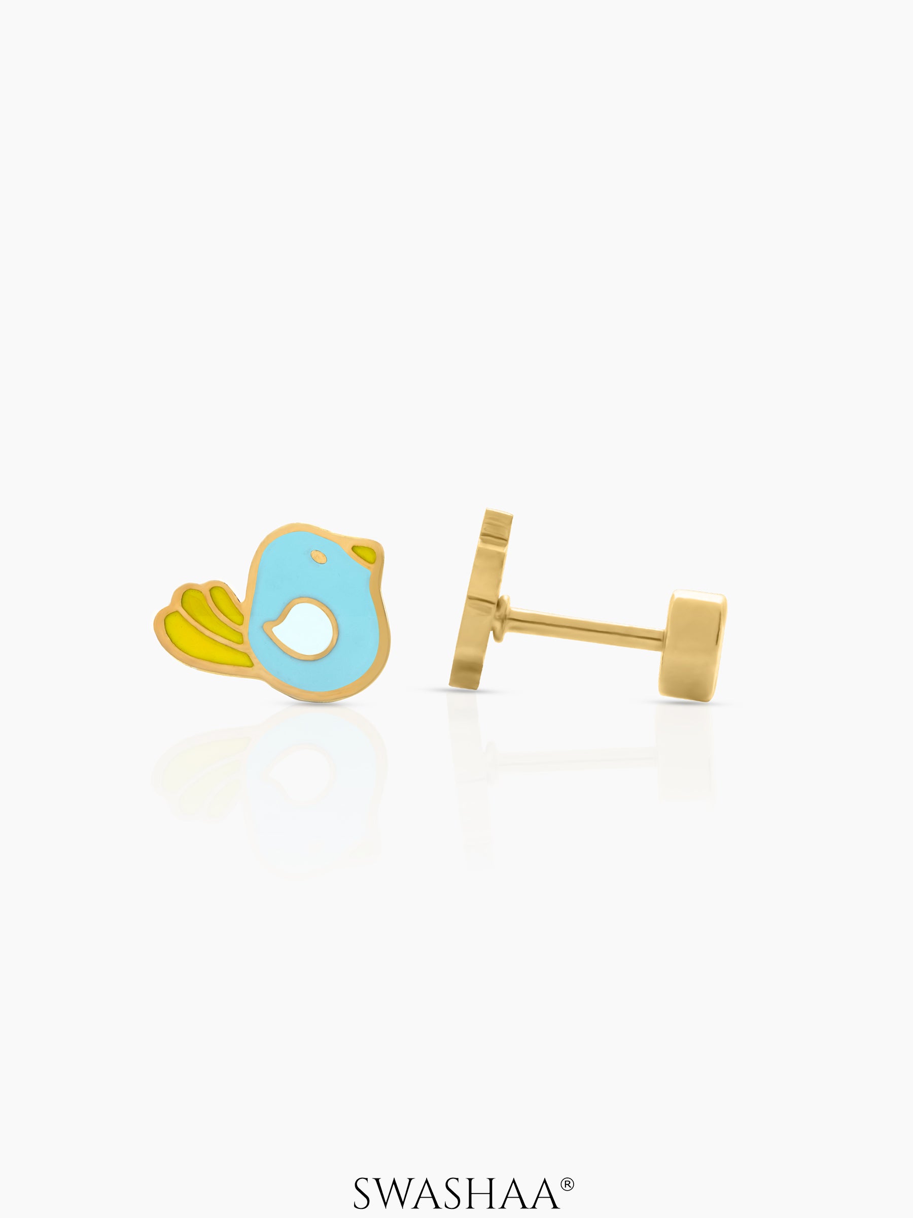 Piku Skybird 18K Gold Plated Kid's Earrings