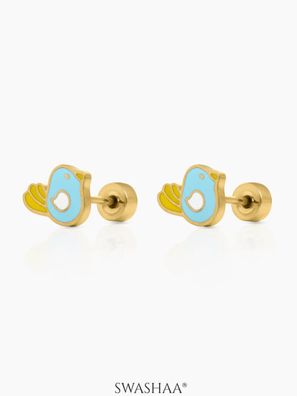 Piku Skybird 18K Gold Plated Kid's Earrings Gold