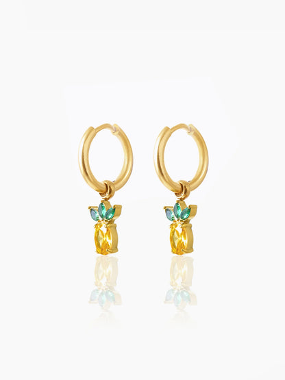 Pineapple 18K Gold Plated Kid's Hoops Earrings