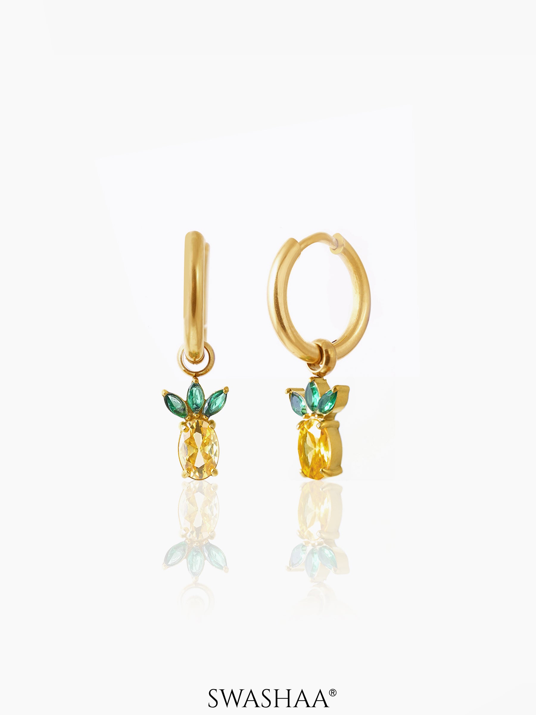 Pineapple 18K Gold Plated Kid's Hoops Earrings