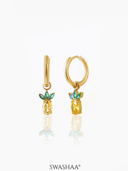 Pineapple 18K Gold Plated Kid's Hoops Earrings Gold