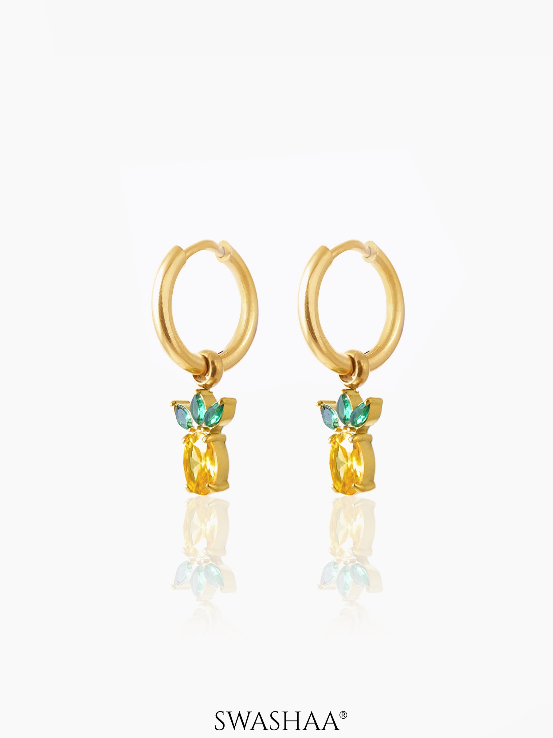 Pineapple 18K Gold Plated Kid's Hoops Earrings