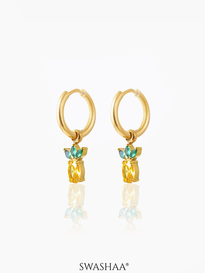 Pineapple 18K Gold Plated Kid's Hoops Earrings