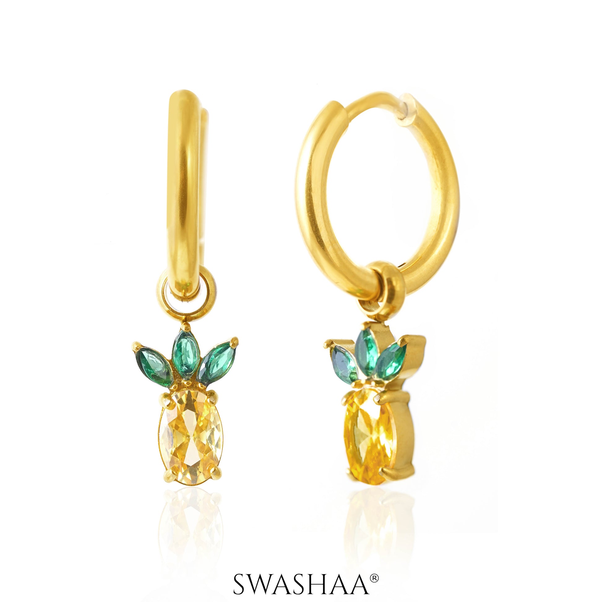 Pineapple 18K Gold Plated Kid's Hoops Earrings Gold