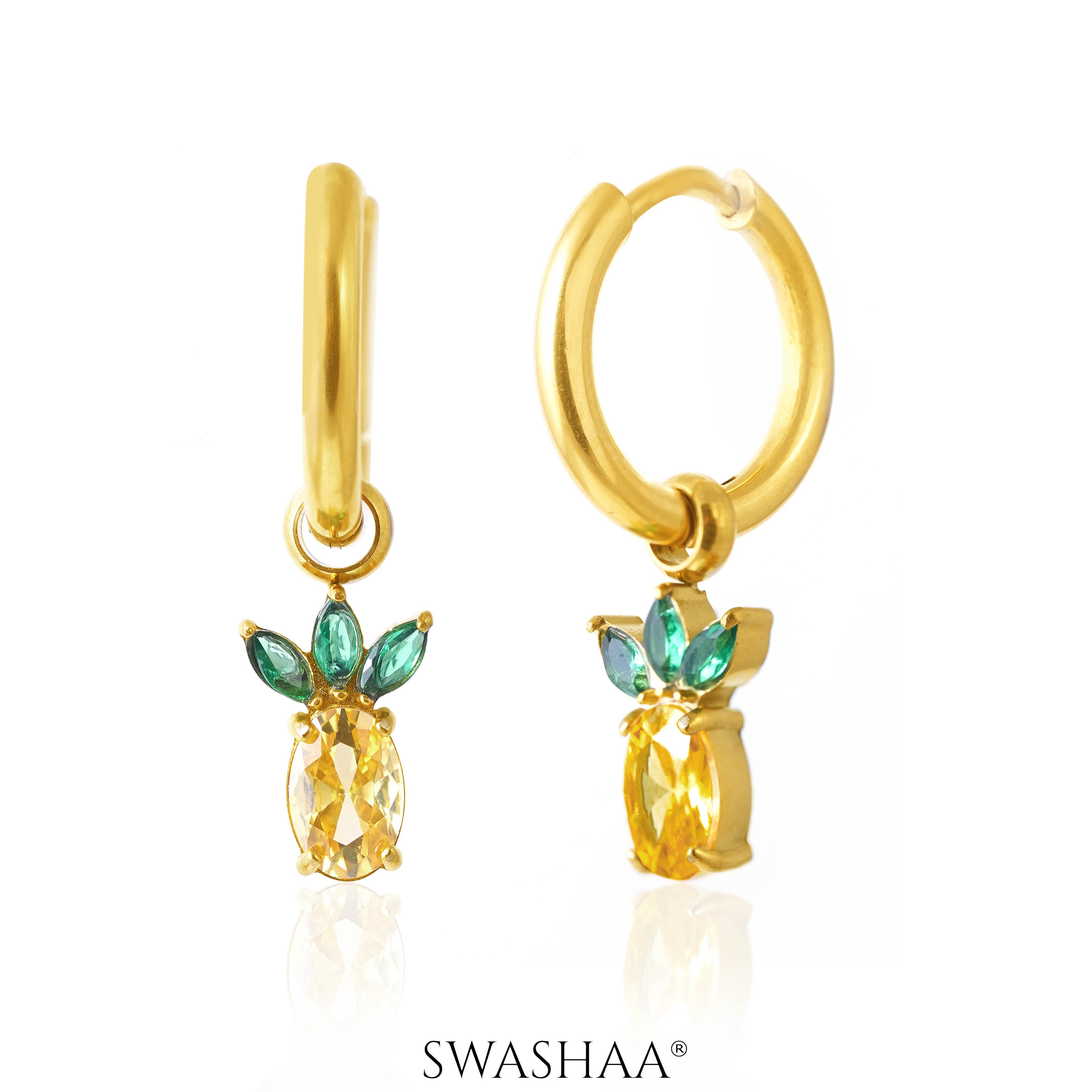 Pineapple 18K Gold Plated Kid's Hoops Earrings Gold