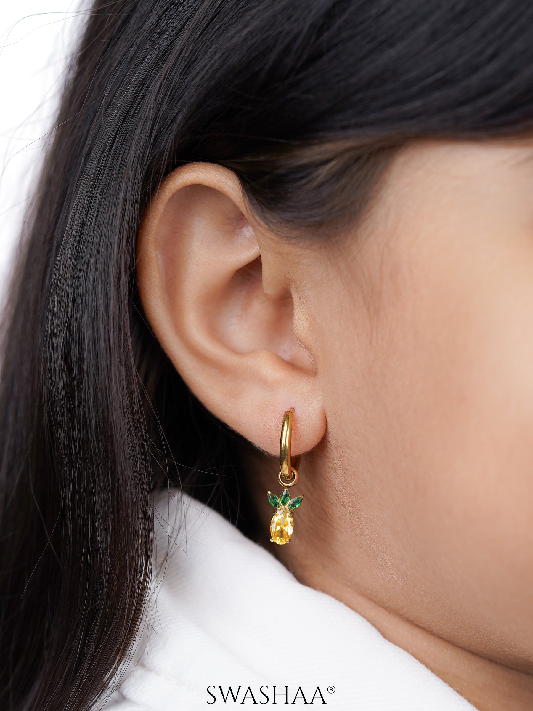 Pineapple 18K Gold Plated Kid's Hoops Earrings