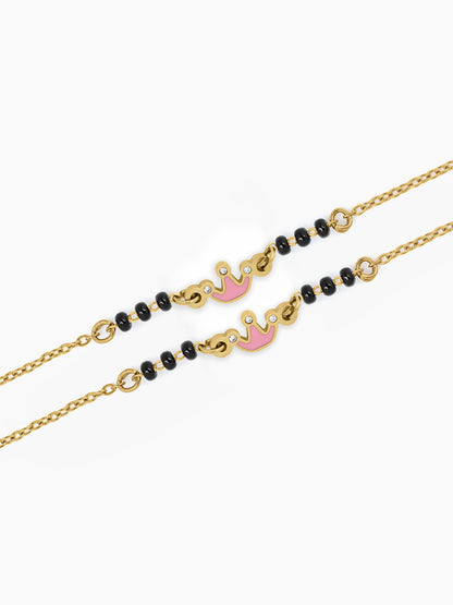 Pink Crown 18K Gold Plated Kid's Nazariya Bracelet