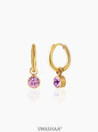 Pink Diamond 18K Gold Plated Kid's Hoops Earrings Gold