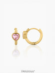 Pink Heart Kid's Hoop Earrings 18K Gold Plated