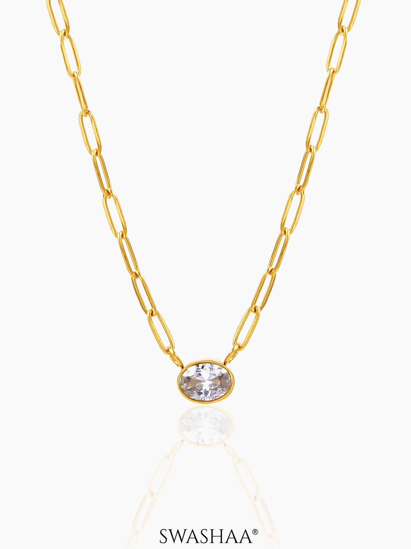 Pinsk Solitaire 18K Gold Plated Necklace Gold