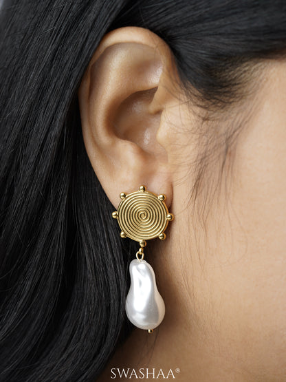 Sarina Pearl 18K Gold Plated Earrings