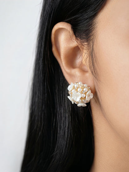 Popcorn Pearl Flower Earrings