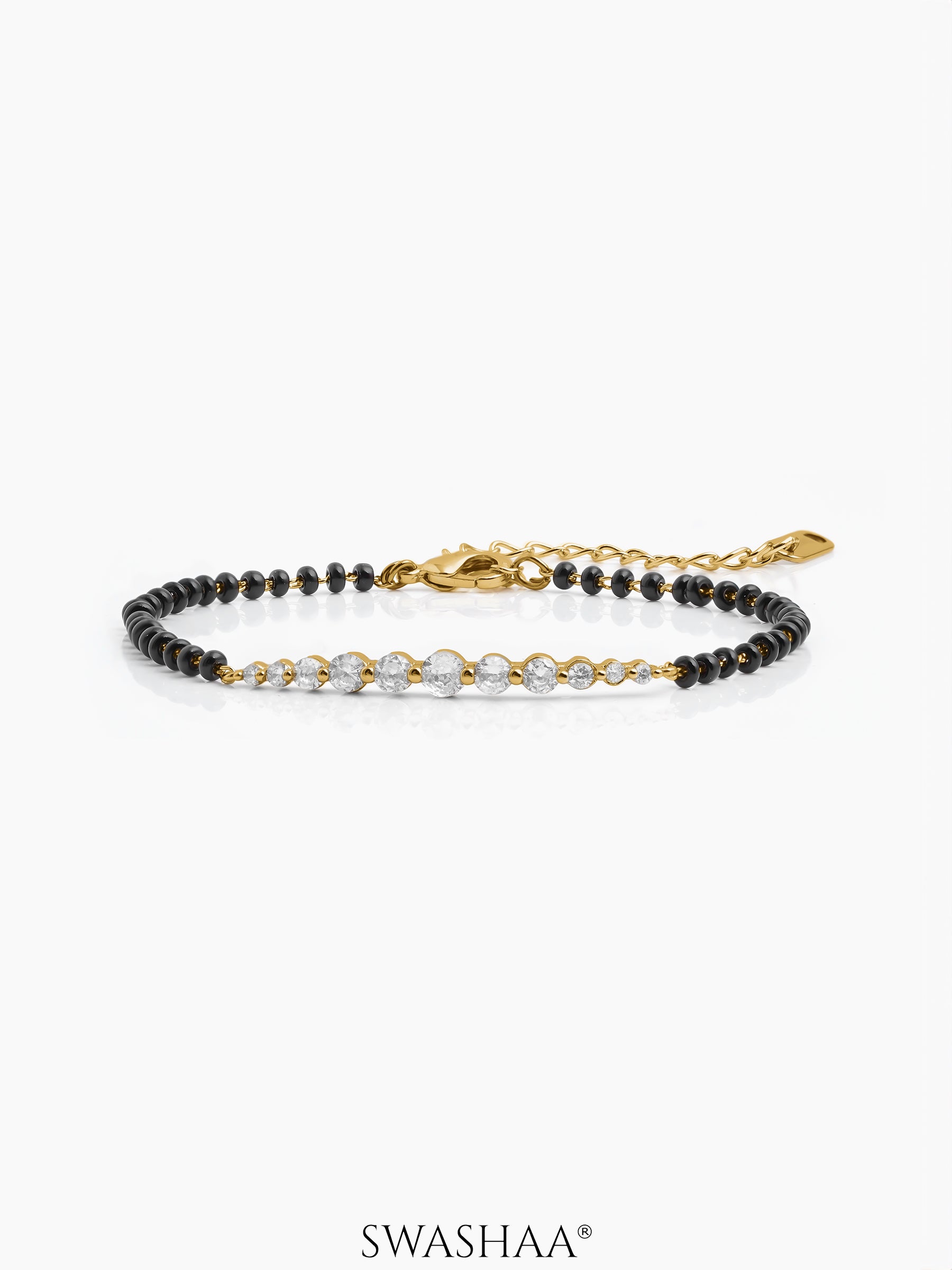 Pranika Diamond Bar Mangalsutra Bracelet 18K Gold Plated