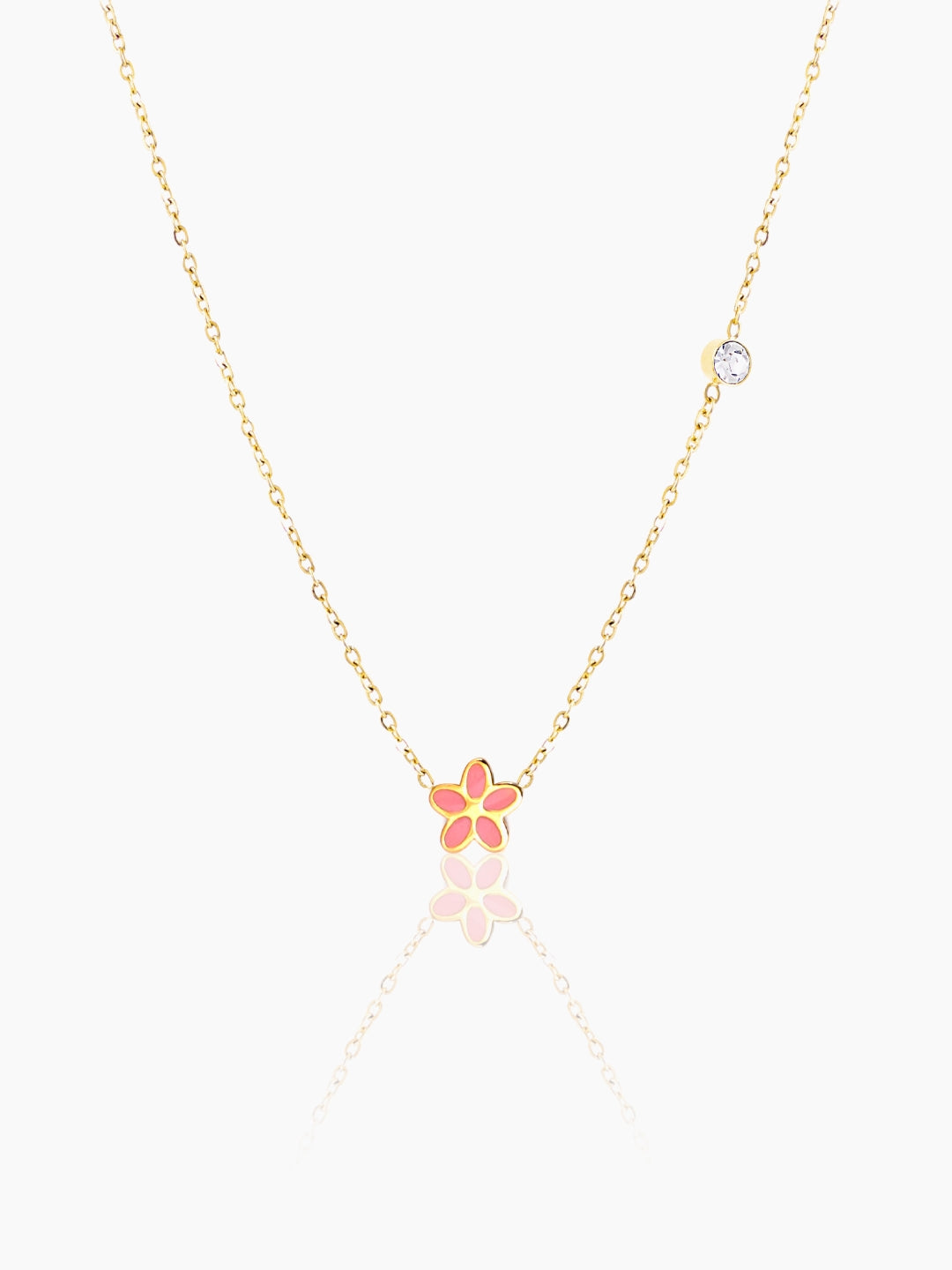 Pretty Pink Flower 18K Gold Plated Kid's Pendant Necklace Gold