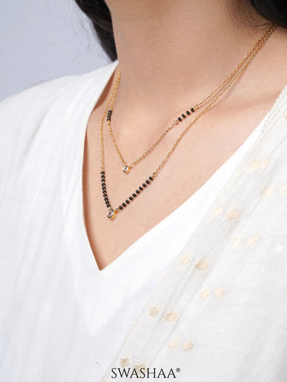 Quilla Dual Layered Diamond Stud 18K Gold Plated Mangalsutra