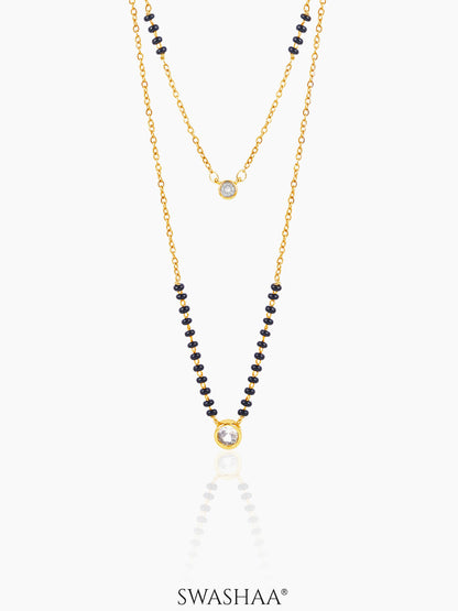 Quilla Dual Layered Diamond Stud 18K Gold Plated Mangalsutra Gold