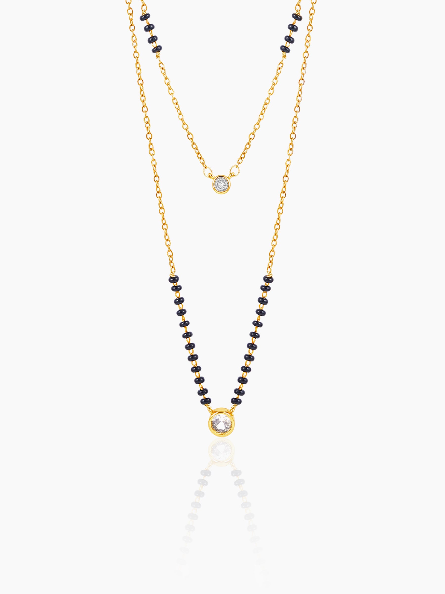 Quilla Dual Layered Diamond Stud 18K Gold Plated Mangalsutra Gold