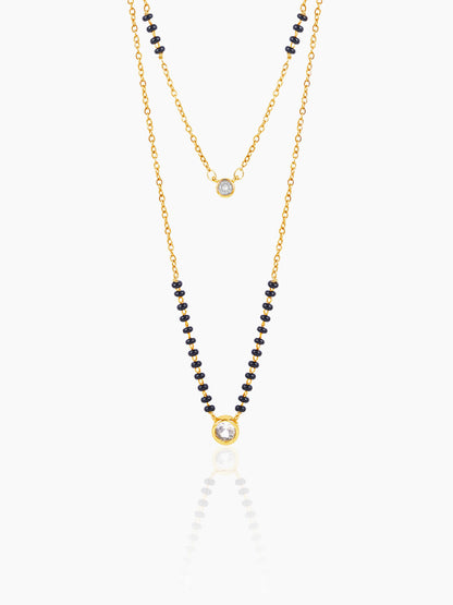 Quilla Dual Layered Diamond Stud 18K Gold Plated Mangalsutra Gold