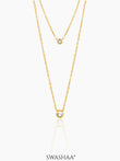 Quilla Dual Layered Diamond Stud 18K Gold Plated Necklace Gold