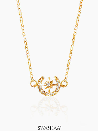 Simini Delicate Celestial 18K Gold Plated Necklace Gold