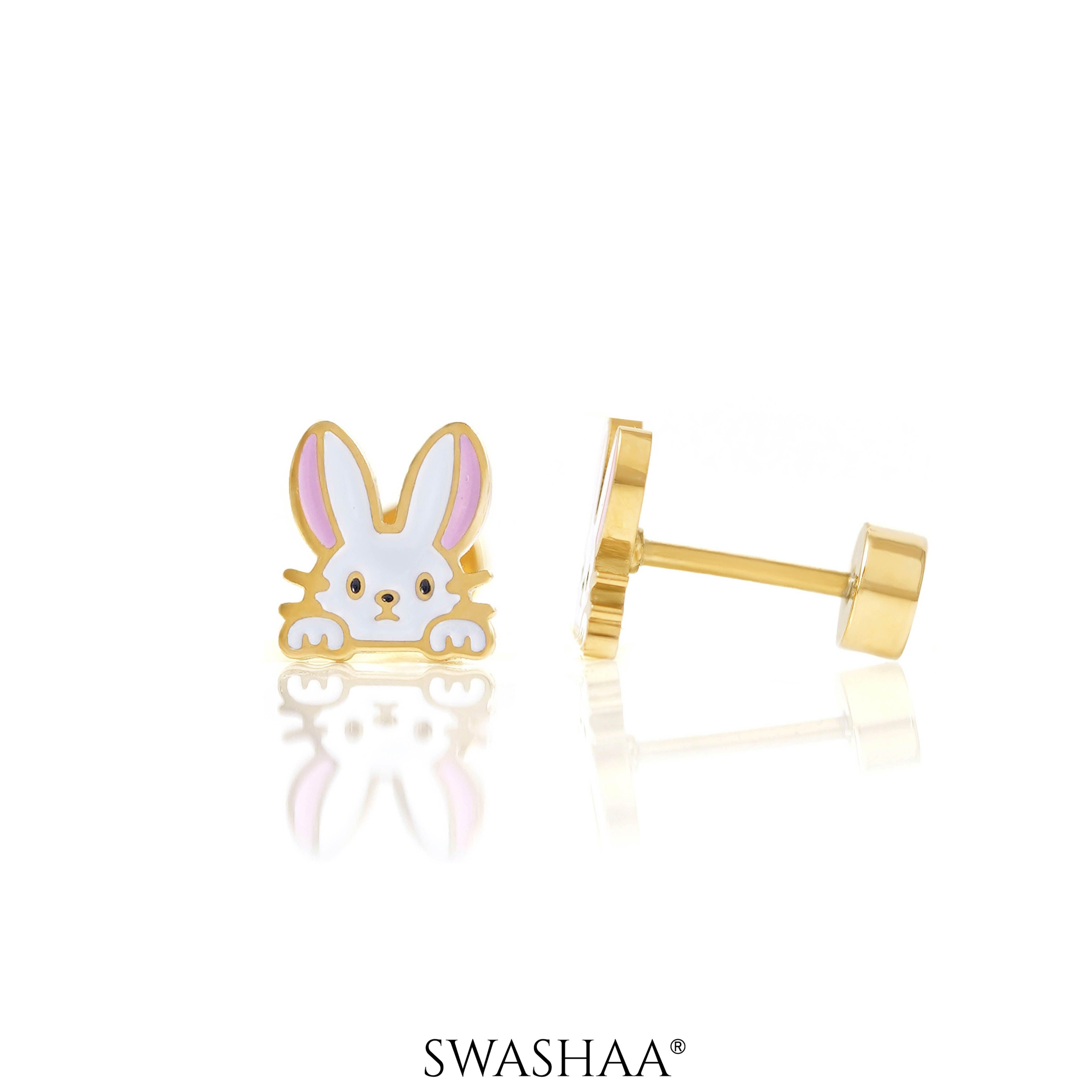 Ra Ra Rabbit 18K Gold Plated Kid's Earrings Gold